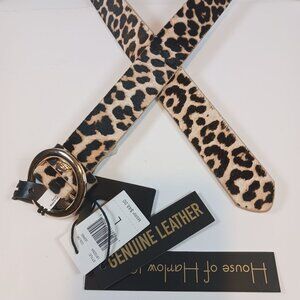 NWT House of Harlow 1960 Cheetah Fur Pattern Leather Belt Size Large MSRP $48.00